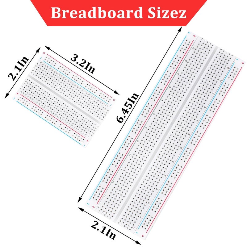 Rindion Breadboard, 6PCS Bread Board, Breadboard Kit Includes 2PCS 830 Point + 4PCS 400 Point, Power Distribution Connection Block for Arduino, Proto Shield and Prototype Shield - Image 2
